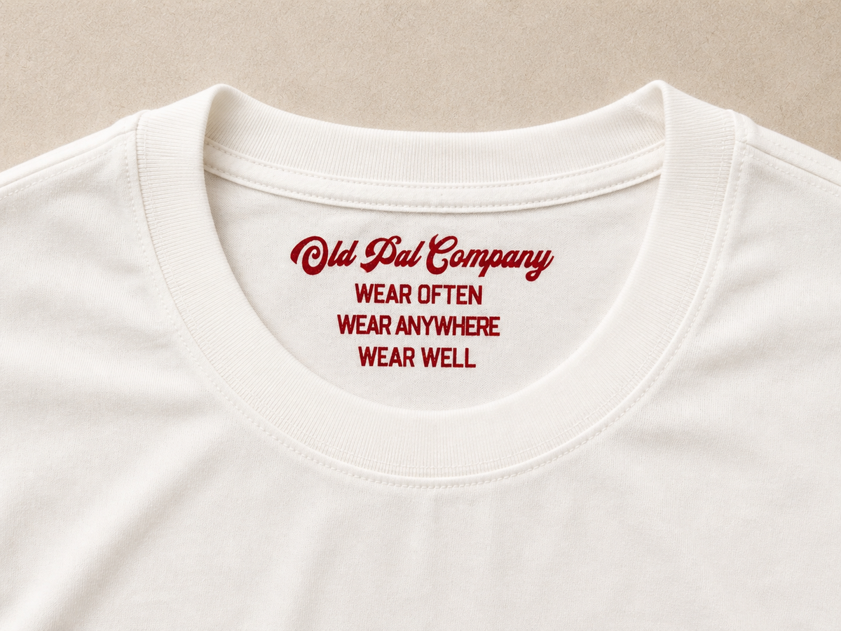 Classic white heavyweight T-shirt with Old Pal neck branding