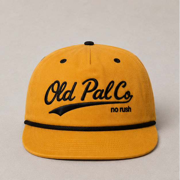 5 panel Mustard/Black rope cap
