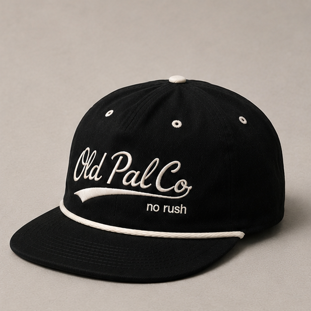 5 panel Pitch black/Aged white rope cap