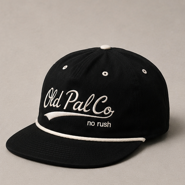 5 panel Pitch black/Aged white rope cap