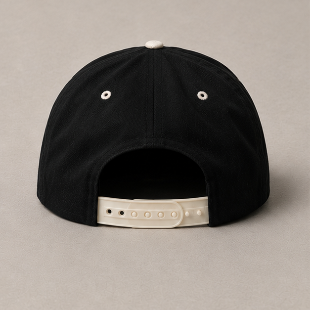 5 panel Pitch black/Aged white rope cap