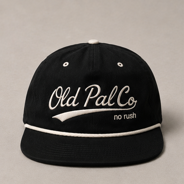 5 panel Pitch black/Aged white rope cap